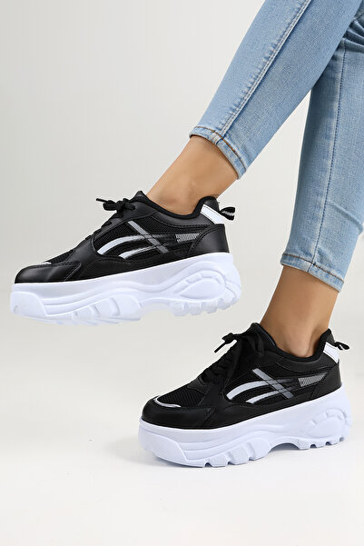 Encool Women's Black Sneaker - Stylish Casual Sports Shoes with High White Sole