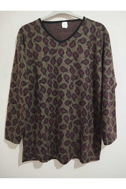 anne moda ankara Winter, Patterned, 95% Viscose, V-Neck, Soft Blouse
