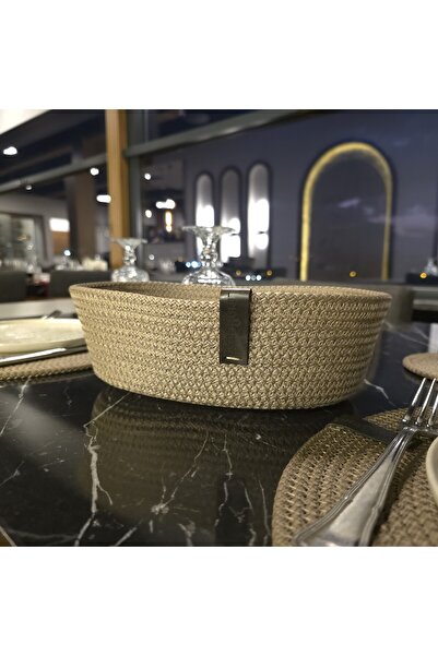 LinaHouse Handmade Double Mink Bread Basket 26 cm |   Polyester Poly Cord Rop...