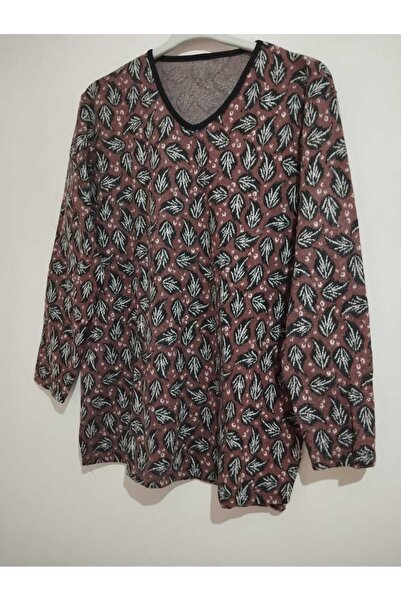 anne moda ankara Winter, Patterned, 95% Viscose, V-Neck, Soft Blouse