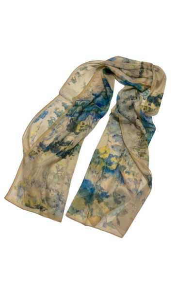 OMG Natural Silk Scarf – Artistic Watercolor Pattern, 55 x 175 cm