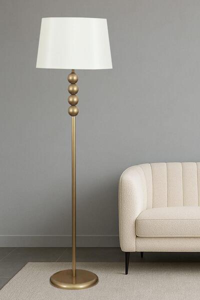 Taşcan Aydınlatma Lyon Eskitme Toplu Metal Ayaklı Lambader Krem Şapka Modern , Oturma Odası ,Yatak Odası , Salon Lamba