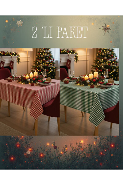 SHome 2-paket Božić Stolnjak Crveno i Zeleno Karirano – Božićni set posuđa 17...