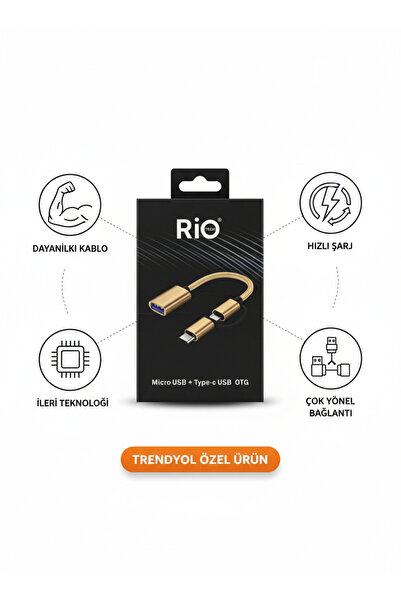 RİOTECH MOBILE Micro USB – Type-C OTG Dönüştürücü Adaptör | Telefon Klavye USB Bellek v.b Bağlantı Aparatı