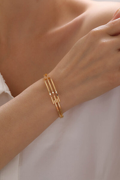 Kado Kuyumculuk Ajda Kaburga Kelepçe Üç Sıra 14 Ayar Altın