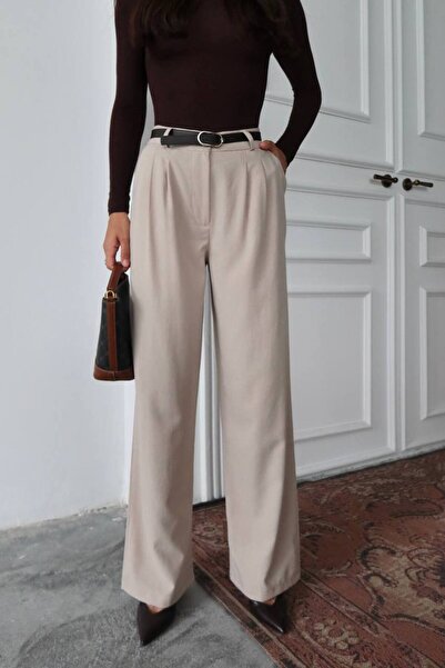 MAXXANA Belted Polyviscon Palazzo Trousers