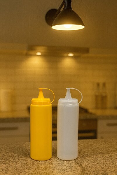 PEARSTORE Plastik Yağlık Sosluk Şişesi 500 Ml 4Lü Sarı Yağdanlık,Sosluk Ketça...