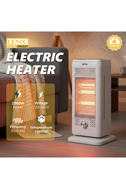 Denx DX2629 Powerful 2000W Electric Heater with Timer, Wheels, and 5 Heat Levels