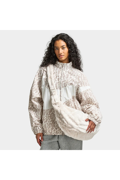 Nike Women's Handbag Faux Fur Slouchy Bag Beige Women's Bag Spacious Women's Handbag 19 Liters Plush Women's Bag