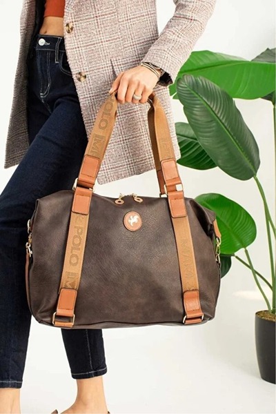 H&D COLLECTİON حقيبة يد وكتف نسائية كبيرة الحجم على طراز حقيبة السفر من ميامي بولو كلوب