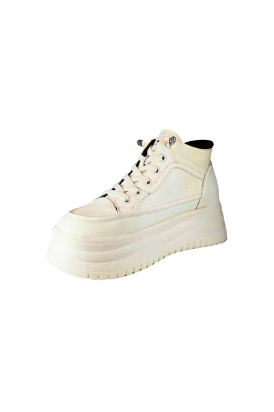 Guja Women's Rubber Lace Closure Thick Sole Leather Ankle Boots