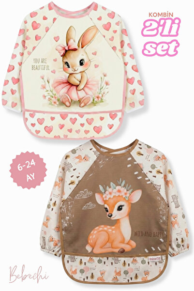 Bebechi 2'Li Uzun Kollu Giyilebilir Ceylan-Tavşan Desen Sıvı Geçirmez Aktivit...