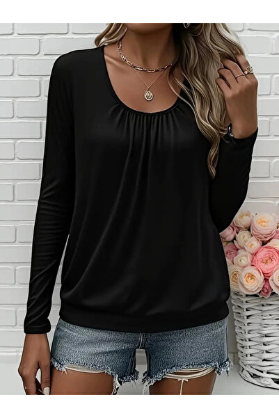 Beruflic Women's Long Sleeve Round Neck Viscose Blouse