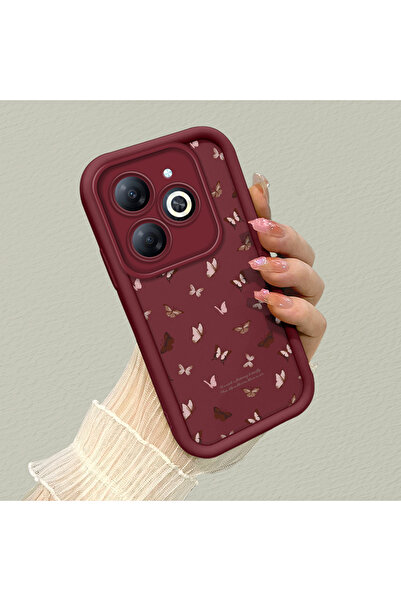 ucuc حافظة هاتف بسيطة باللون الأحمر الداكن متوافقة مع تكنو سبارك 20/20C، مصنو...