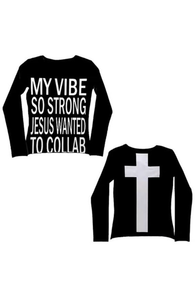 Köstebek My Vibe Cross Back Printed Long Sleeve Blouse