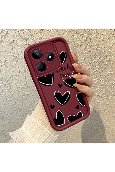 ucuc جراب هاتف ريلمي نوت 50 4G من السيليكون المقاوم للصدمات بلون بورجوندي بسيط