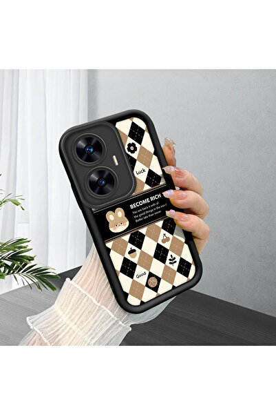 Hontinga حافظة هاتف من السيليكون الناعم بنمط إطار متوافق مع هاتف Realme C55