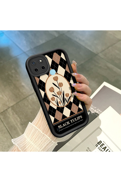 Hontinga حافظة هاتف من السيليكون الناعم متوافقة مع نمط الإطار Realme C25Y/C21...