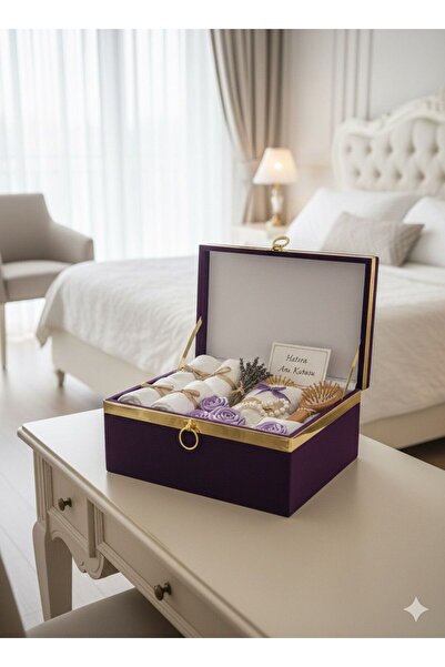 Zoe Home صندوق تخزين فاخر مغطى بالمخمل باللون الأرجواني الذهبي - صندوق للهداي...