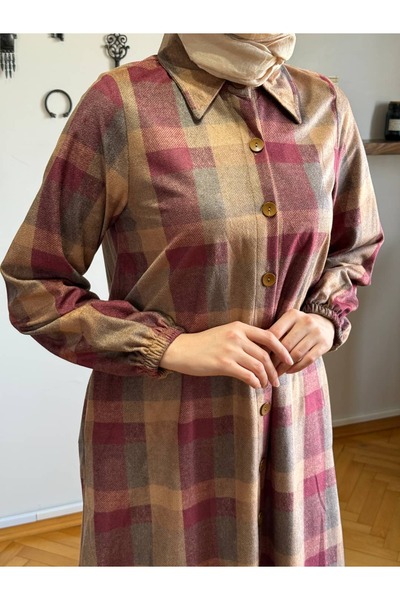 FENDEL Boy Düğmeli Kadife Gömlek Elbise 2210 NAVRA |