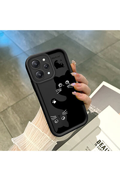 Hontinga Xiaomi Redmi 12 4G Uyumlu Siyah Kedi Düşüme önleyici Basitlik Yumuşa...
