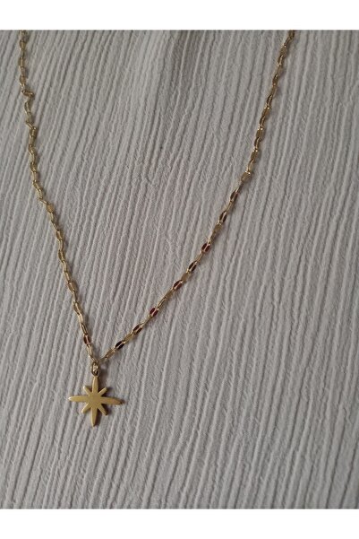 KobalBusiness قلادة فولاذية |   قلادة على شكل نجمة بسلسلة من اللوز بطول 45 سم...