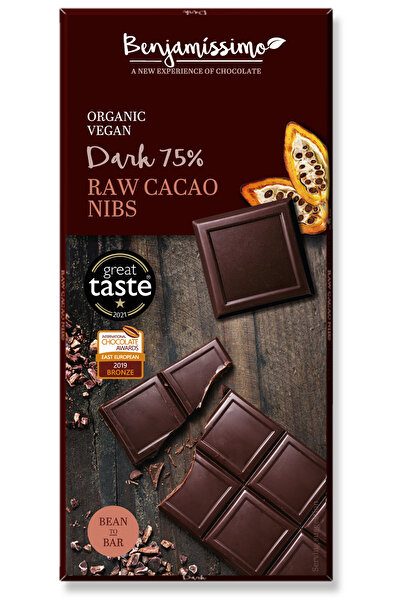 Benjamissimo Ciocolata cu cacao nibs bio, 70g,