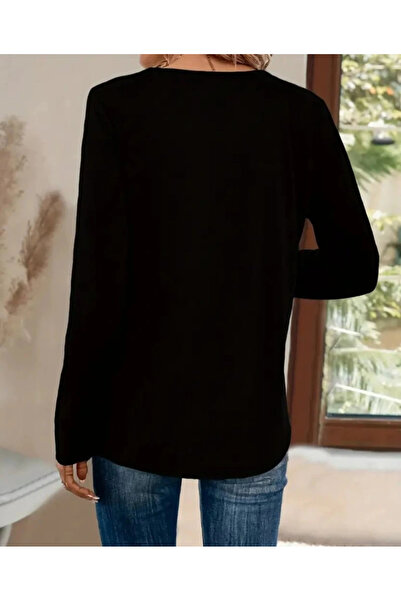 nedo7 Women's Long Sleeve V Sequin Collar Viscose Blouse