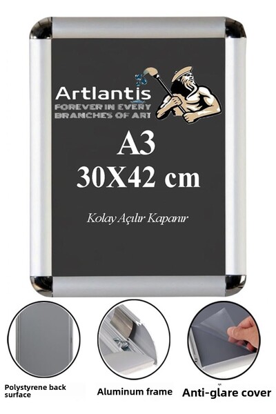 Artlantis A3 рамка Snap Rondo 30x42 см, 1 брой, отваряща се и затваряща се ра...