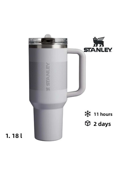 Stanley The Quencher Protour Flip Straw Tumbler Thermos with Straw 1.18 Lt Flask with Straw Gray