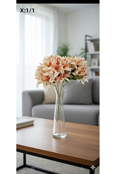 yapay çiçek evi Floare de clopot CREAM cu 5 ramuri, 34 cm, buchet de mână, va...