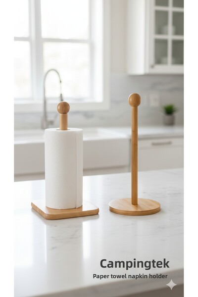 kamptek kamp teknolojisi Kamptek Decor Bamboo Giant Towel Napkin Holder Round Knob Design 1 Piece Model in Stock Will Be Sent