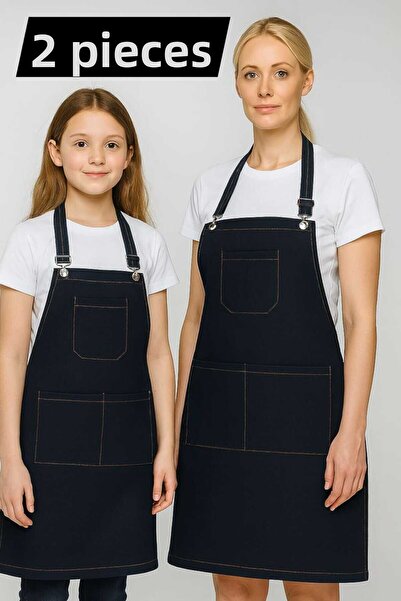 MUTLUGYM مريلة من الدنيم من ANNE KIZ KOMBİN، مناسبة لورشة عمل الباريستا، الطهاة المحترفين، مدربي الطهي، محلات الزهور، والمعجنات، قطعتان