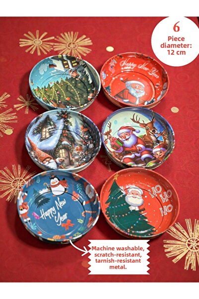CHANCE GİFT Christmas Themed Snack Bowl Metal Christmas Decorative Bowl Anti-Scratch Anti-Tarnish Large Size |   Random Shipping