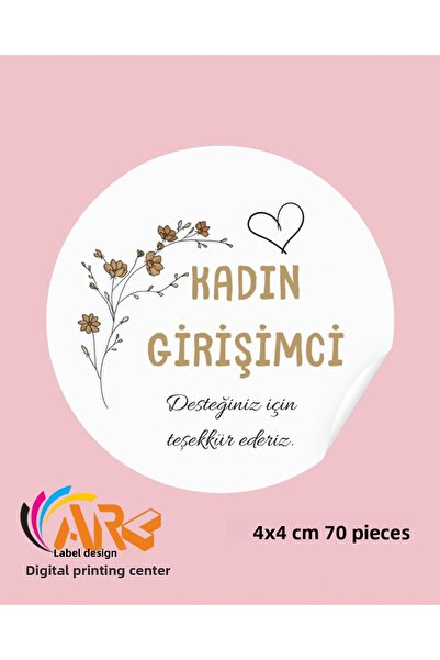 arl etiket tasarım dijital baskı merkezi Etichetă de mulțumire pentru femei de afaceri 4x4 cm 70 bucăți - Design de etichete ARL