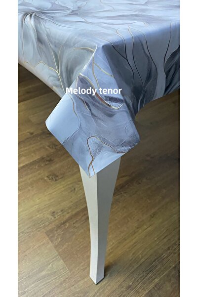 DERYA Golden Gilded Iridescent Shiny Anthracite Marble Fabric Lining Washable Pvc Oilcloth Tablecloth