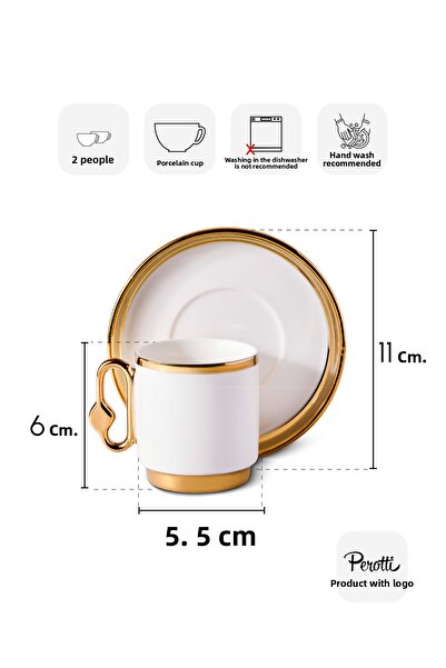Perotti Cihangir Gold 2-Person Porcelain Coffee Cup Set