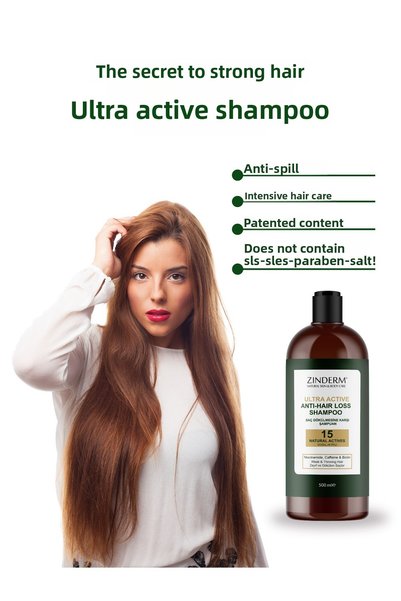 zinderm Anti-Hair Loss Strengthening Shampoo That Helps Fast Growth and Prevents Hair Loss 2 X 500 ml