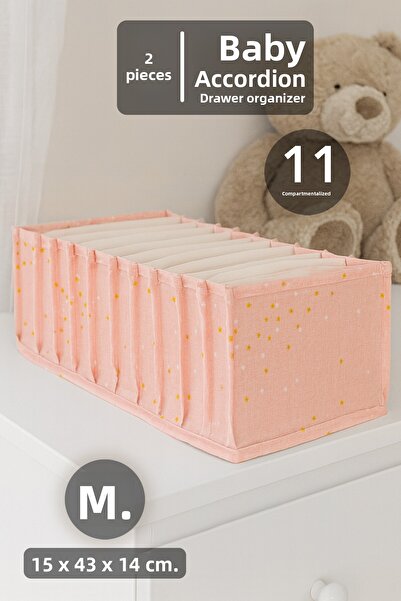 Meleni Baby 2 Pieces Medium Drawer Organizer - 11 Compartments Accordion Clos...