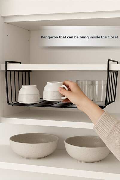 Orvila نموذج الكنغر الأسود - رف منظم معلق داخل الخزانة 36 سم