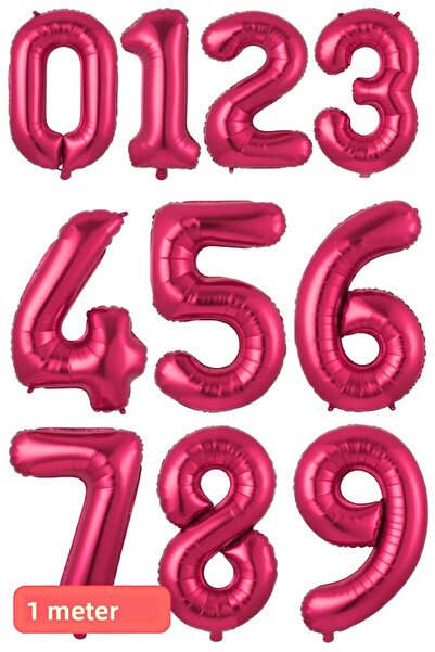 Baloncu Dede Dark Pink 1 Meter Birthday Age Birthday Number Birthday Digit Helium Compatible Foil Balloon Large Size