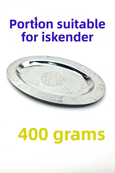 Binbir Trend Oval Chrome Steel Alexander and Serving Plate – Authentic Engraved, 30 cm