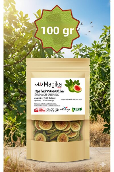 Magika Design 100 Gr Natural Dried Green Fig Chips, Domestic Fresh Harvest Pr...