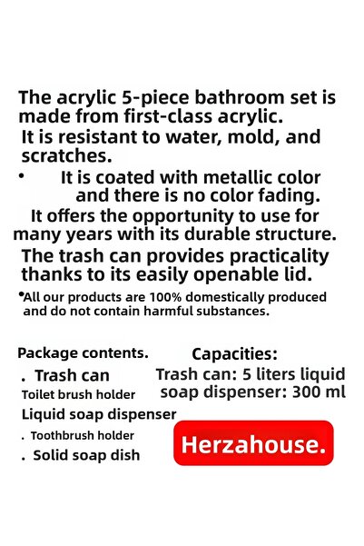 Herza House 5 Piece Acrylic Bathroom Set