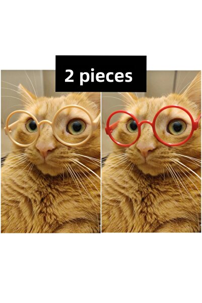 Piyo Design قطعتان من نظارات القطط ذات الإطار القابل للطي، إكسسوار مضحك للقطط...
