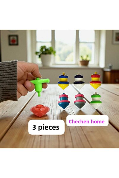 ÇEÇEN HOME 3 قطع من لعبة الدوامة البلاستيكية ذات الضغط التلقائي، لعبة الحنين