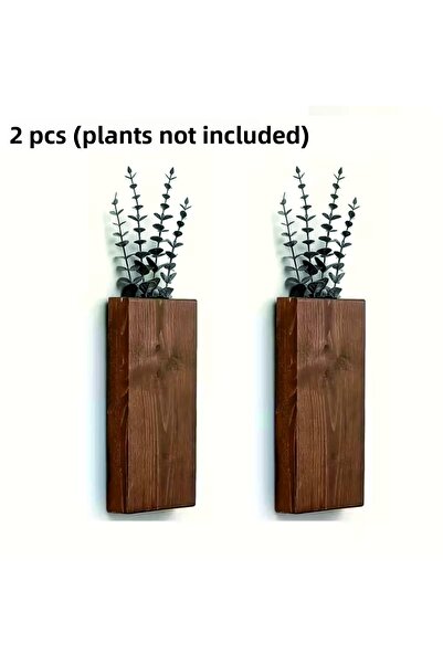 Tiydem Set de 2 vaze de perete din lemn - Decor de perete boem Decor de perete 3D scandinav