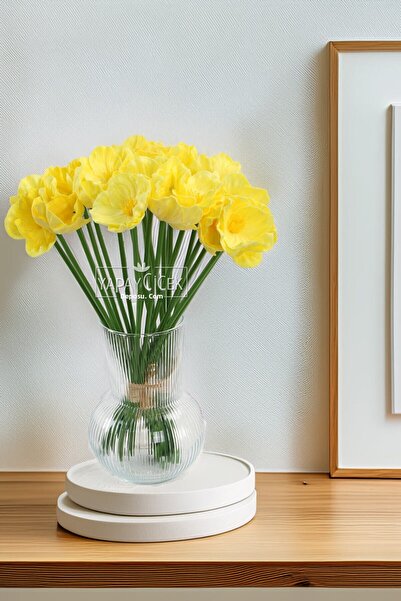 Yapay Çiçek Deposu باقة زهور صناعية مكونة من 8 زهور جبلية رطبة مقاس 33 سم بال...