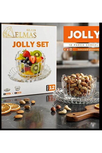 ORTAKÖY CENNETİ Snack Plate for 6 People, Crystal Glass Dessert Plate (12 Pie...