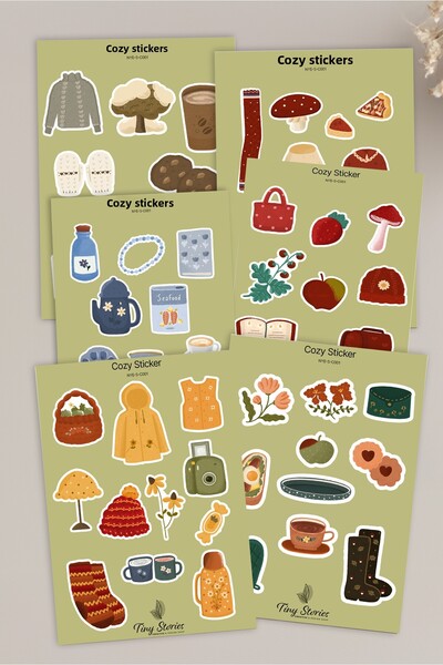 tinystoriestr مجموعة ملصقات ذات طابع مريح - 6 قطع / مفكرة، دفتر ملاحظات، مجلة...